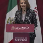 La subsecretaria de Economía, Luz María de la Mora, habla hoy durante una conferencia de prensa en la Ciudad de México(México). EFE/Isaac Esquivel
