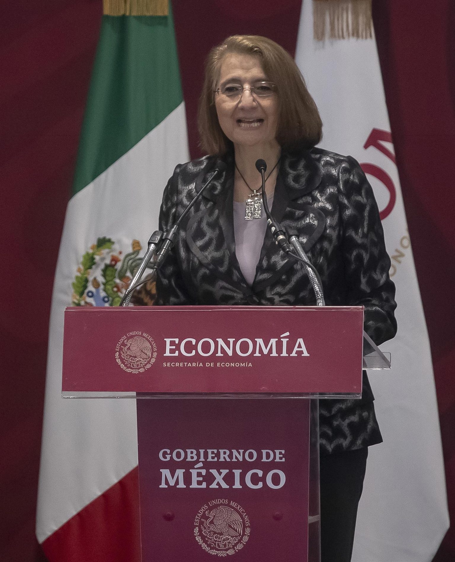 La subsecretaria de Economía, Luz María de la Mora, habla hoy durante una conferencia de prensa en la Ciudad de México(México). EFE/Isaac Esquivel