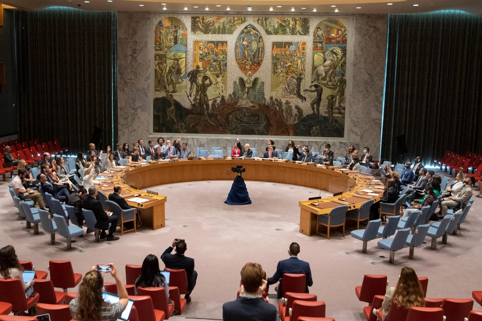 Fotografía cedida por la ONU donde se aprecia el pleno del Consejo de Seguridad durante la reunión sobre la situación en Siria, hoy, en la sede del organismo en Nueva York (EE.UU.). EFE/ Eskinder Debebe / ONU/ SÓLO USO EDITORIAL/SÓLO DISPONIBLE PARA ILUSTRAR LA NOTICIA QUE ACOMPAÑA (CRÉDITO OBLIGATORIO)