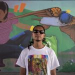 El muralista urbano mexicano Bp Vinalay posa durante una entrevista con Efe el 15 de julio de 2022 en Monterrey, Nuevo León (México). EFE/Miguel Sierra