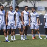 Jugadores del Real Madrid durante un entrenamiento en las instalaciones de la universidad UCLA en Los Ángeles, California (EE.UU.), este 22 de julio de 2022. EFE/Javier Rojas