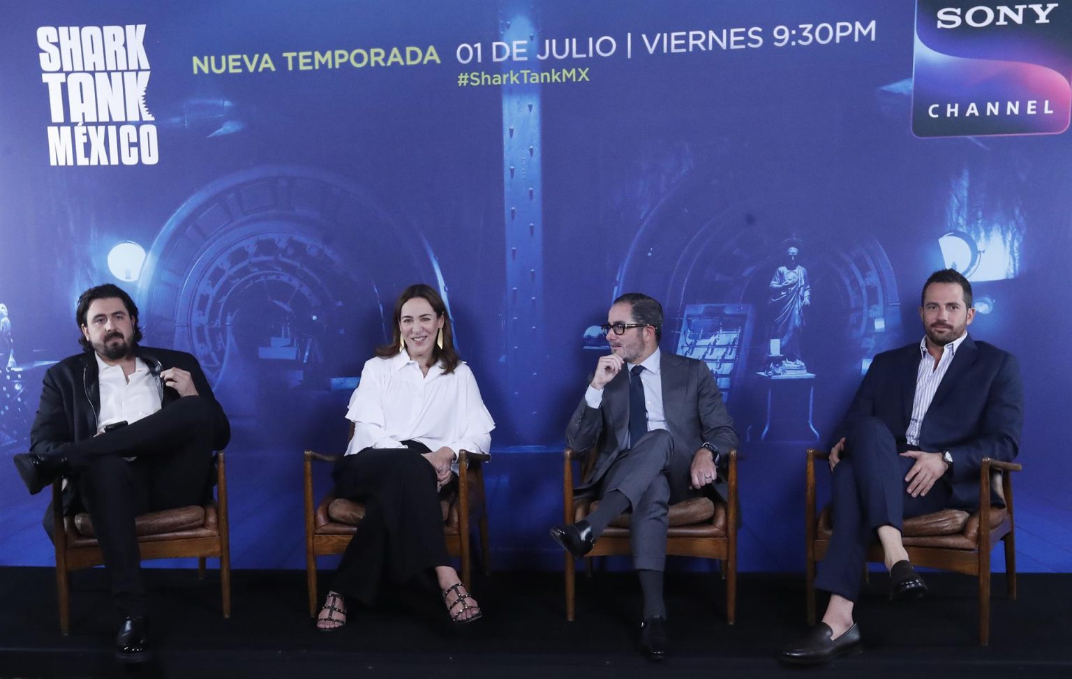 (i,d) Los empresarios Amaury Vergara, Marisa Lazo, Braulio Arsuaga y Alejandro Litchi participan en una entrevista con Efe, el 29 de junio de 2022, en la Ciudad de México (México). EFE/ Mario Guzmán