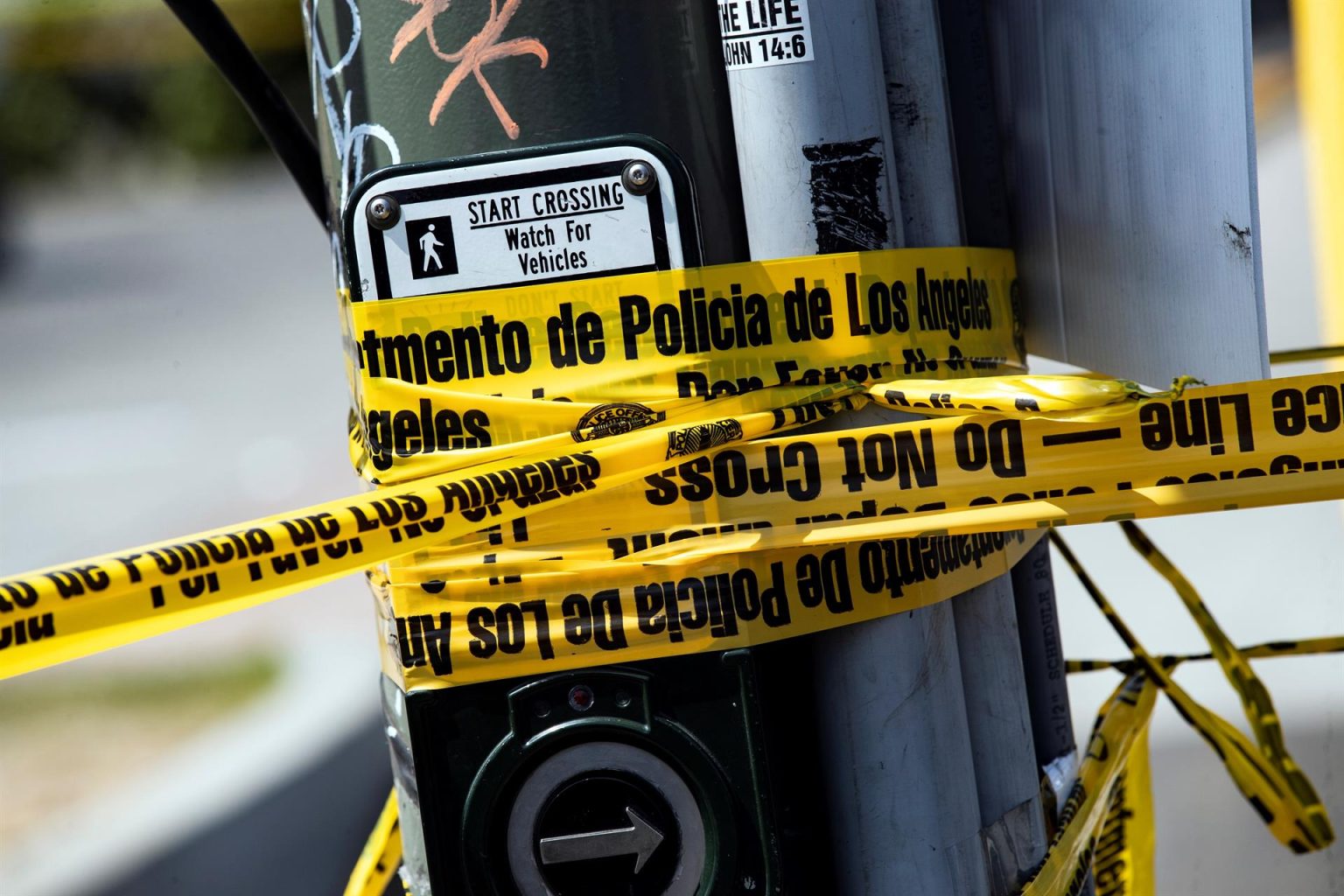 Fotografía de archivo de una cinta de la policía de Los Ángeles. EFE/ETIENNE LAURENT