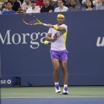 Rafael Nadal en acción durante el partido de exhibición "El tenis juega por la paz" en el USTA Billie Jean King National Tennis Center, en Nueva York (EE.UU.), este 24 de agosto de 2022. EFE/EPA/Sarah Yenesel