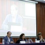 (de i a d). Miembros de Grupo Interdisciplinario de Expertos Independientes (GIEI) de la Comisión Interamericana de Derechos Humanos (CIDH), Carlos Martin Beristsin; Claudia Paz; Ångela María  Buitrago; y  Francisco Cox, participan hoy en una rueda de prensa en la Ciudad de México (México). EFE/Mario Guzmán