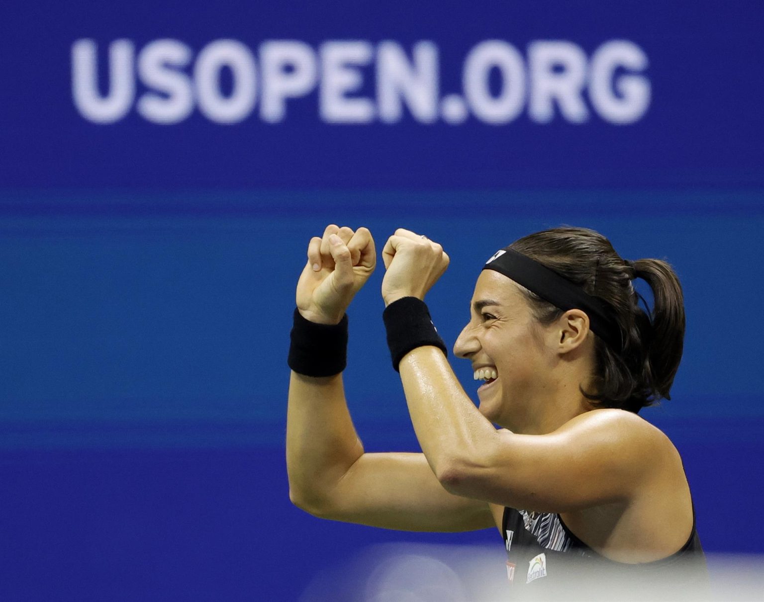 Caroline García de Francia en acción contra Coco Gauff de los Estados Unidos en su partido de cuartos de final del Abierto de Tenis de EE. UU., est6 de septiembre de 2022. EFE/EPA/Brian Hirschfeld