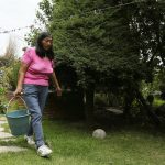 Fotografía de archivo de una habitante de la comunidad de Quiltepec, en la delegación Tlalpan de la Ciudad de México (México), quien utiliza agua reciclada para el riego de sus plantas. EFE/José Méndez