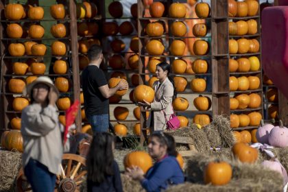 Personas asisten el 15 de octubre de 2022, al Festival de la Tierra y la Cosecha previo al Día de Muertos, en Monterrey, Nuevo León (México). EFE/ Miguel Sierra