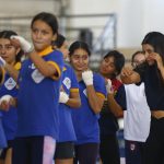 Menores participan en una macroclase de boxeo en el Consejo Estatal para el Fomento Deportivo (CODE) de la ciudad de Guadalajara, estado de Jalisco (México). EFE/ Francisco Guasco