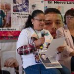 Verónica, madre de un migrante desaparecido y representante de Junax Ko'tantik, habla hoy durante una conferencia de prensa en la ciudad de San Cristóbal de las Casas, Chiapas (México). EFE/Carlos López