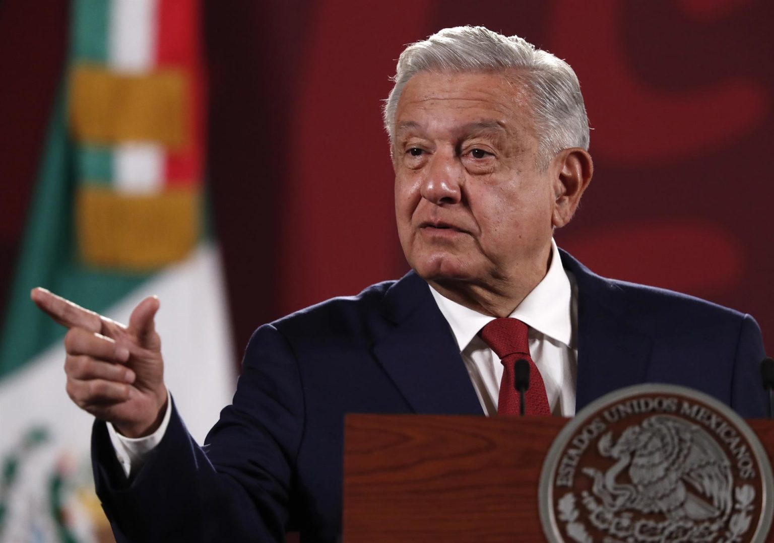 El Presidente de México, Andrés Manuel López Obrador, habla durante una rueda de prensa hoy, en el Palacio Nacional, en Ciudad de México (México). EFEMario Guzmán