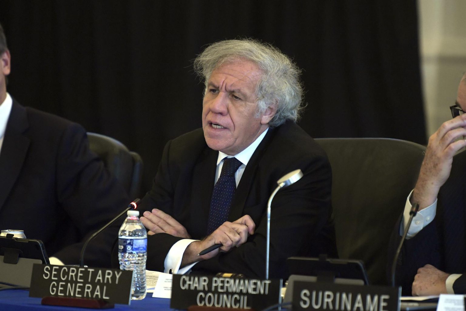 El secretario general de la Organización de los Estados Americanos (OEA), Luis Almagro, habla durante una sesión extraordinaria del Consejo Permanente. Imagen de archivo. EFE/Lenin Nolly