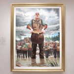 Fotografía de la obra del artista Kadir Nelson titulada "José Andrés y la olla de barro que alimenta al mundo", durante una visita a la exposición "Retratos de una nación", el 10 de noviembre de 2022, en la Galería Nacional de Retratos en Washington (Estados Unidos). EFE/ Lenin Nolly