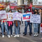 Un grupo de migrantes se manifestaron para exigir un alto a la violencia, el 2 de noviembre de 2022, para exigir un alto a la violencia, en la ciudad de Tijuana, estado de Baja California (México). EFE/Joebeth Terríquez