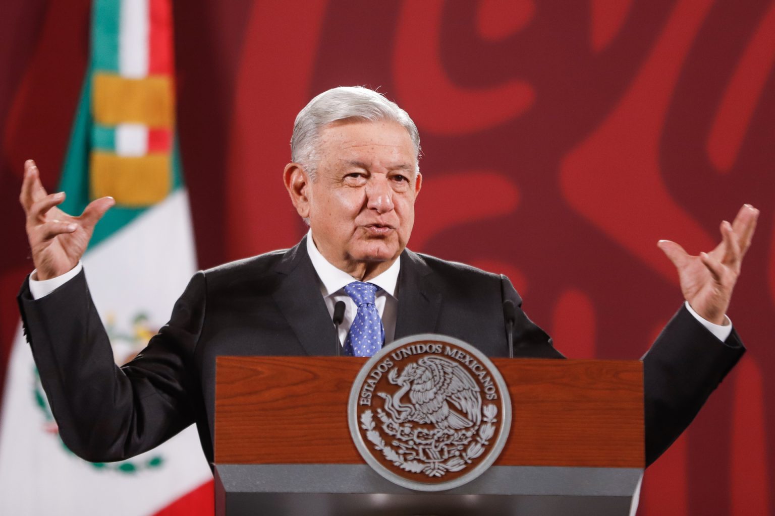 El presidente de México, Andrés Manuel López Obrador, durante su participación en la conferencia matutina en Palacio Nacional, en la Ciudad de México (México). EFE/Isaac Esquivel