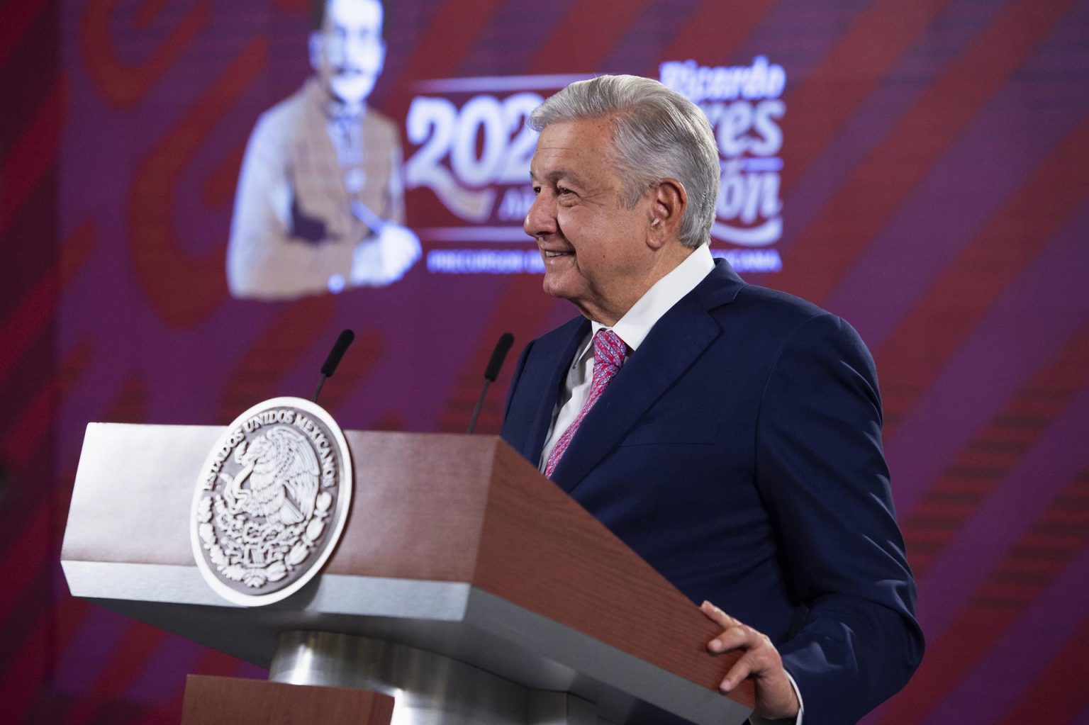 Fotografía cedida hoy, por la presidencia de México del mandatario mexicano, Andrés Manuel López Obrador, durante una rueda de prensa en Palacio Nacional de la Ciudad de México (México). EFE/Presidencia de México/SOLO USO EDITORIAL/SOLO DISPONIBLE PARA ILUSTRAR LA NOTICIA QUE ACOMPAÑA(CRÉDITO OBLIGATORIO)