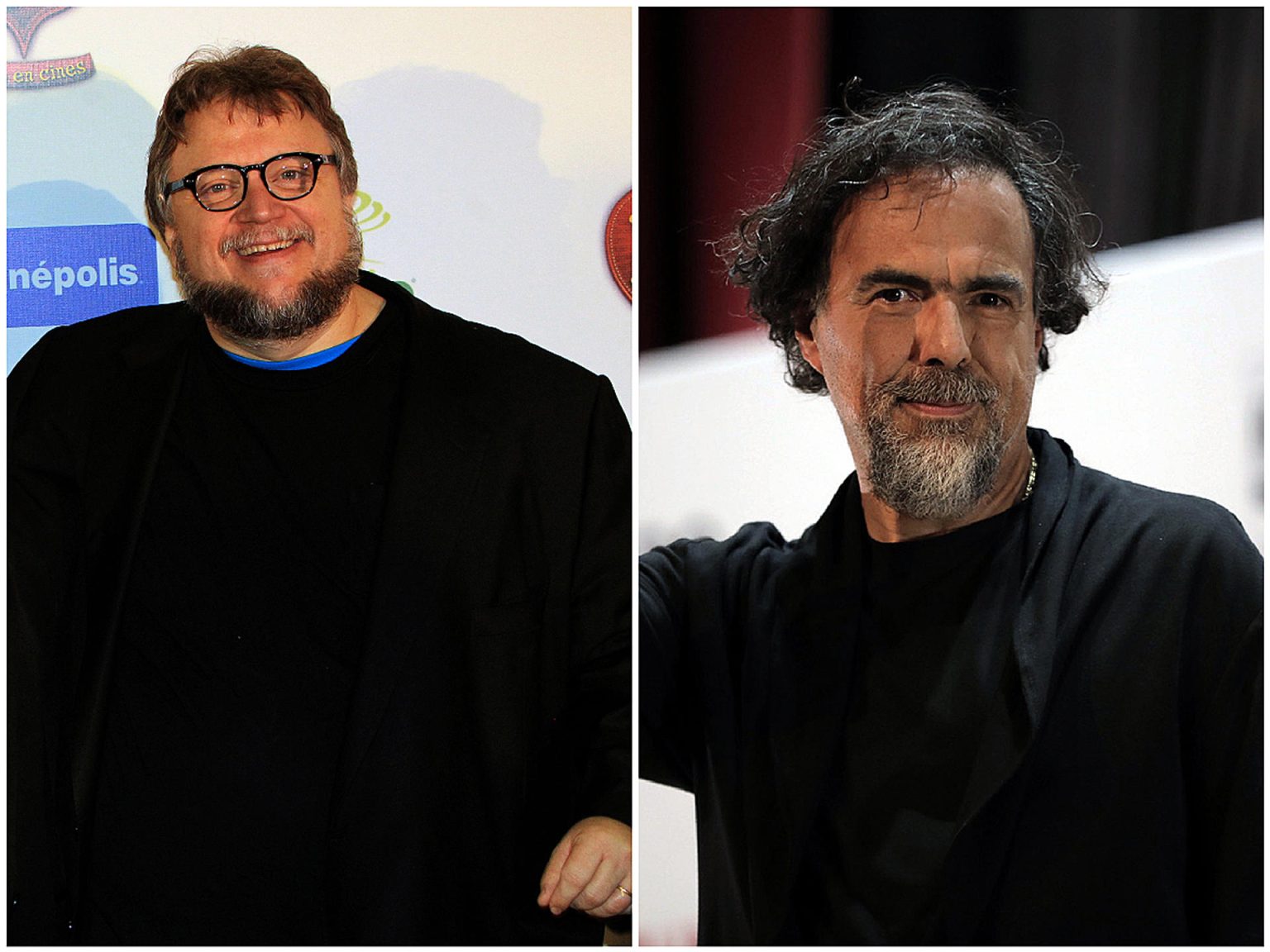 Combo de fotografías de archivo que muestran a los cineastas mexicanos Guillermo del Toro (i) y Alejandro González Iñarritu (d), durante actos protocolarios en Ciudad de México (México). EFE/Mario Guzmán/Iván Villanueva