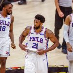 Joel Embiid de los Philadelphia 76ers, en una fotografía de archivo. EFE/EPA/ERIK S. LESSER