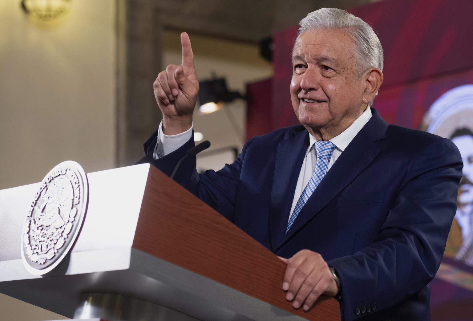 Fotografía cedida hoy, por la presidencia de México, del mandatario mexicano, Andrés Manuel López Obrador, durante una rueda de prensa en Palacio Nacional de la Ciudad de México (México). EFE/Presidencia de México/SOLO USO EDITORIAL/SOLO DISPONIBLE PARA ILUSTRAR LA NITICIA QUE ACOMPAÑA(CRÉDITO OBLIGATORIO)