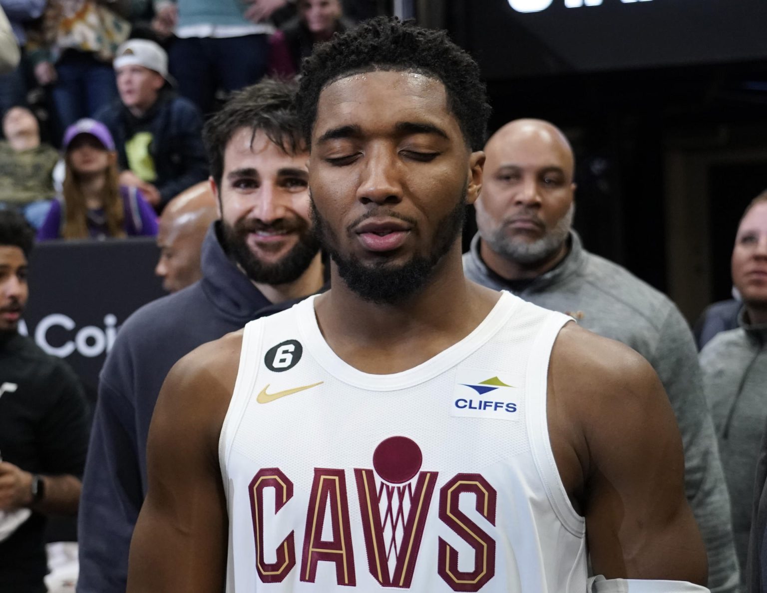 Donovan Mitchell, escolta de los Cavaliers de Cleveland, fue registrado este martes, 10 de enero, durante un partido de la NBA contra los Jazz de Utah, en el coliseo Vivint Smart Home Arena, en Salt Lake City (Utah, EE.UU.). EFE/George Frey