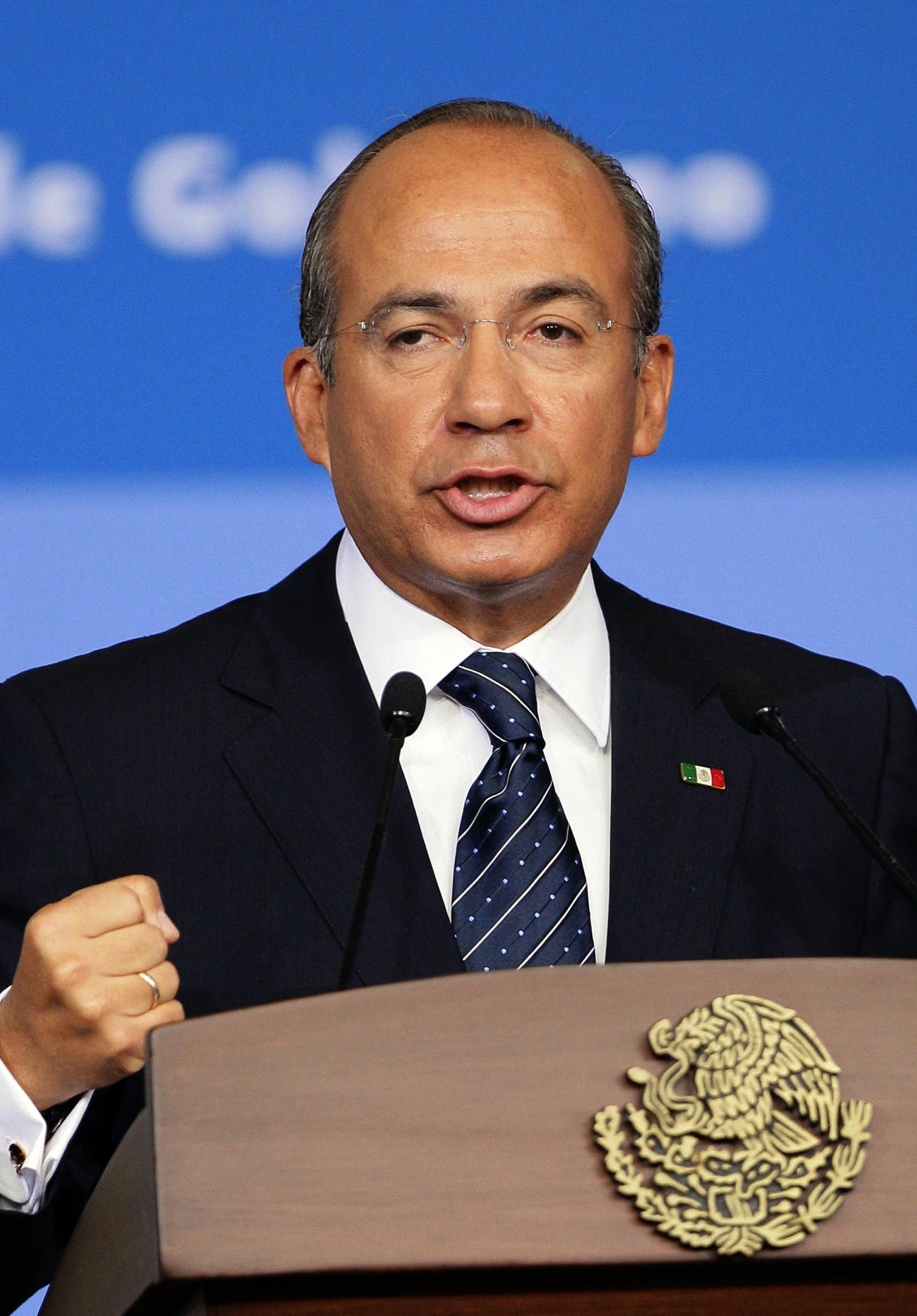 Fotografía de archivo fechada el 3 de septiembre de 2012, del presidente mexicano Felipe Calderón durante su VI Informe de Gobierno en Ciudad de México (México). EFE/José Méndez