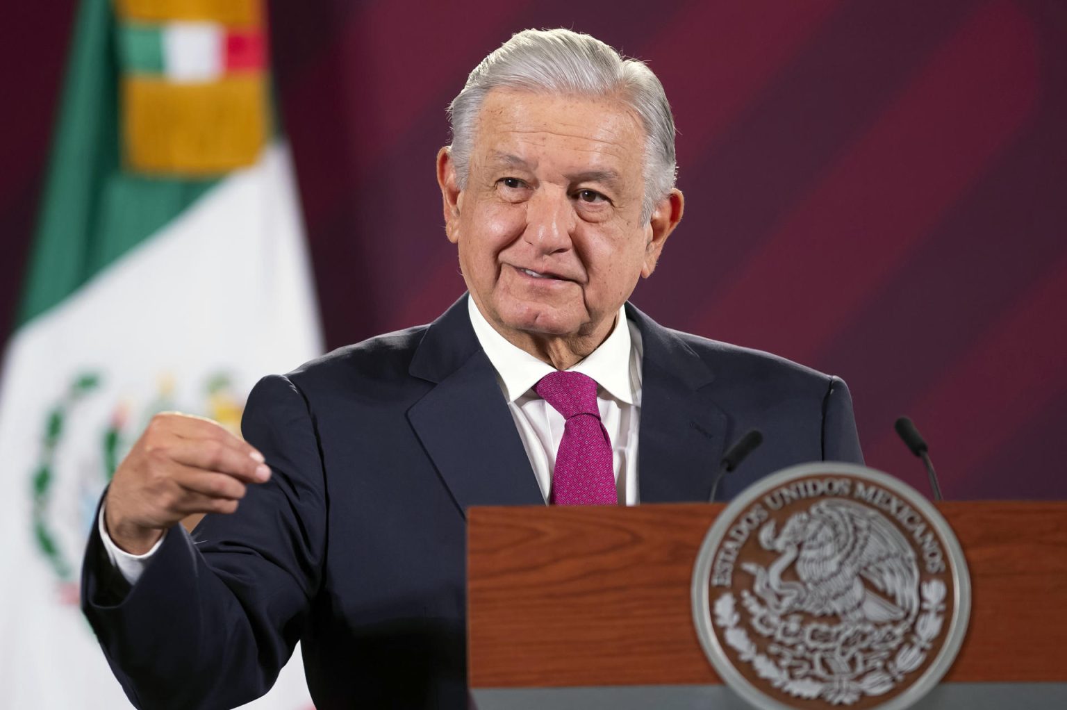 Fotografía cedida hoy, por la presidencia de México, del mandatario mexicano, Andrés Manuel López Obrador, durante una rueda de prensa en el Palacio Nacional de Ciudad de México (México). EFE/Presidencia de México/SOLO USO EDITORIAL/SOLO DISPONIBLE PARA ILUSTRAR LA NOTICIA QUE ACOMPAÑA(CRÉDITO OBLIGATORIO)