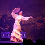 Fotografía cedida este martes, 14 de marzo, por La Compañía Flamenca Irene Lozano, a través del Centro Adrienne Arsht para las Artes Escénicas, donde aparece la bailaora Irene Lozano, durante una presentación de su espectáculo "Las mujeres que habitan en mi". EFE/Compañía Irene Lozano