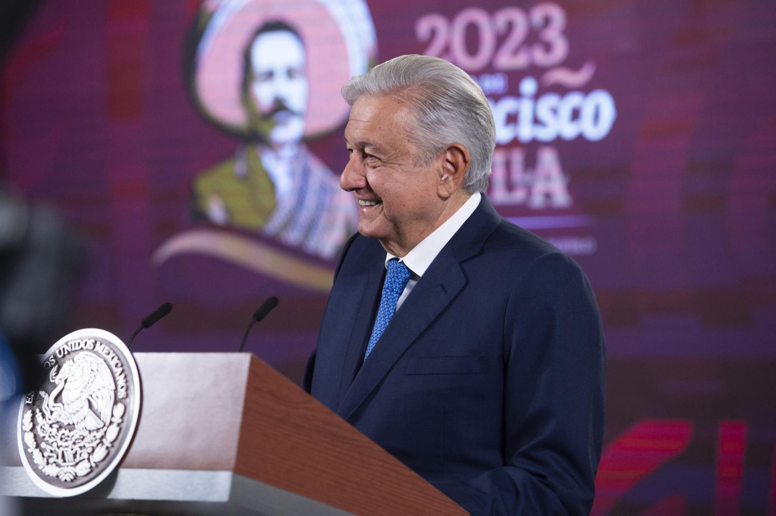 Fotografía cedida hoy, por la presidencia de México, del mandatario mexicano, Andrés Manuel López Obrador, mientras participa en una rueda de prensa en Palacio Nacional de la Ciudad de México (México). EFE/ Presidencia De México SOLO USO EDITORIAL SOLO DISPONIBLE PARA ILUSTRAR LA NOTICIA QUE ACOMPAÑA (CRÉDITO OBLIGATORIO)