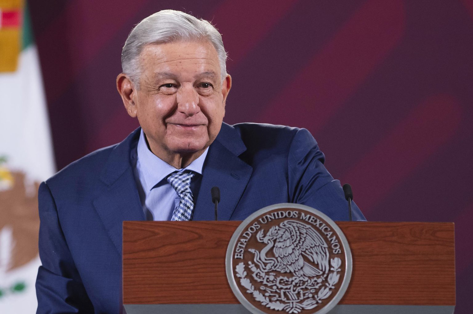 Fotografía cedida por la presidencia de México, del mandatario mexicano, Andrés Manuel López Obrador hoy, durante una rueda de prensa en el Palacio Nacional de Ciudad de México (México). EFE/Presidencia de México/SOLO USO EDITORIAL/SOLO DISPONIBLE PARA ILUSTRAR LA NOTICIA QUE ACOMPAÑA (CRÉDITO OBLIGATORIO)