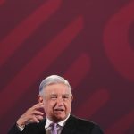 El presidente Andrés Manuel López Obrador, habla durante la conferencia matutina en el Palacio Nacional, hoy en Ciudad de México. (México). EFE/ Isaac Esquivel