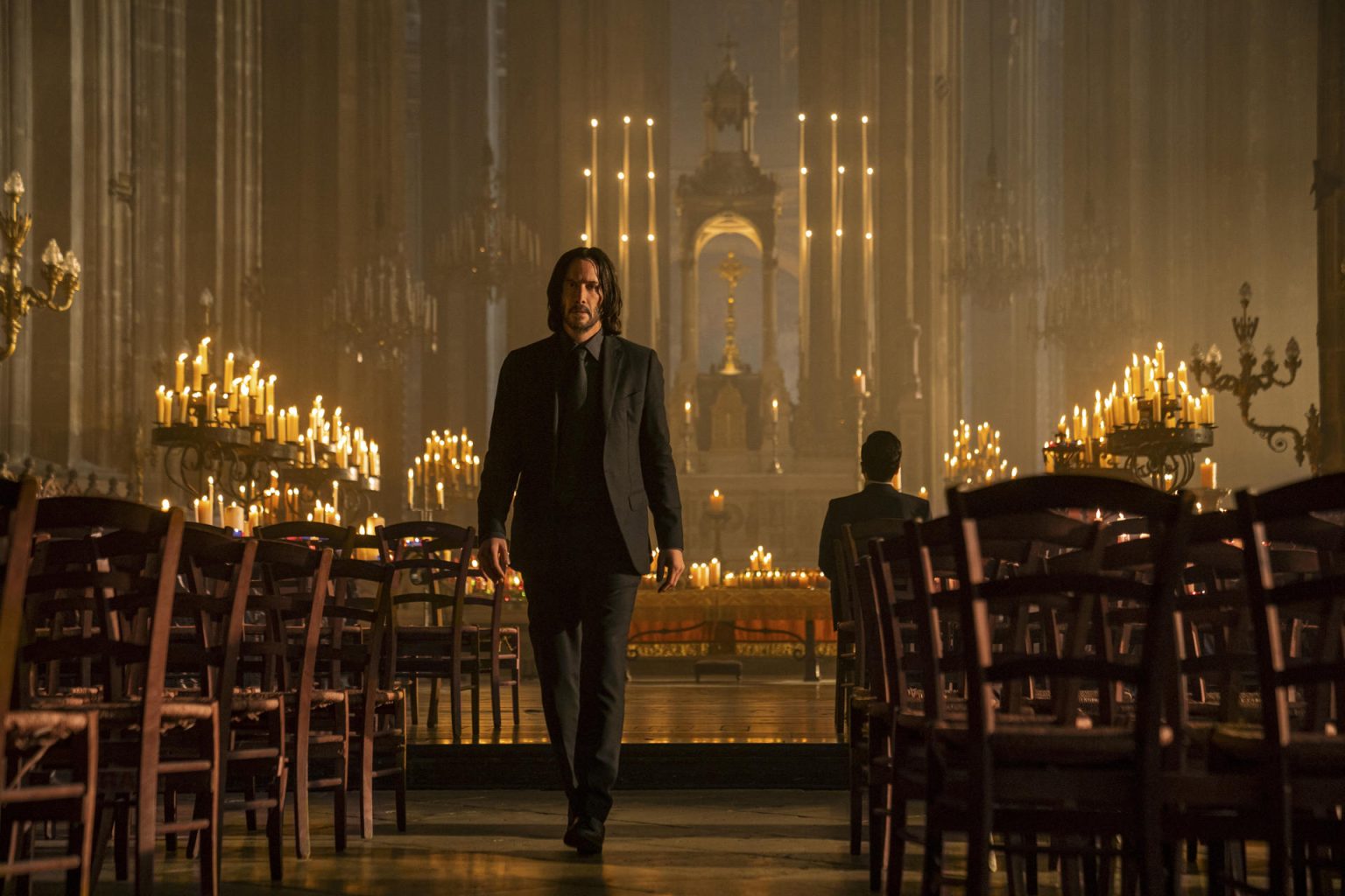 Fotograma cedido este viernes, 24 de marzo, por Lionsgate en el que se registró al actor canadiense Keanu Reaves, en su papel de John Wick, durante una escena de la película "John Wick: Chapter 4". EFE/Murray Close/Lionsgate