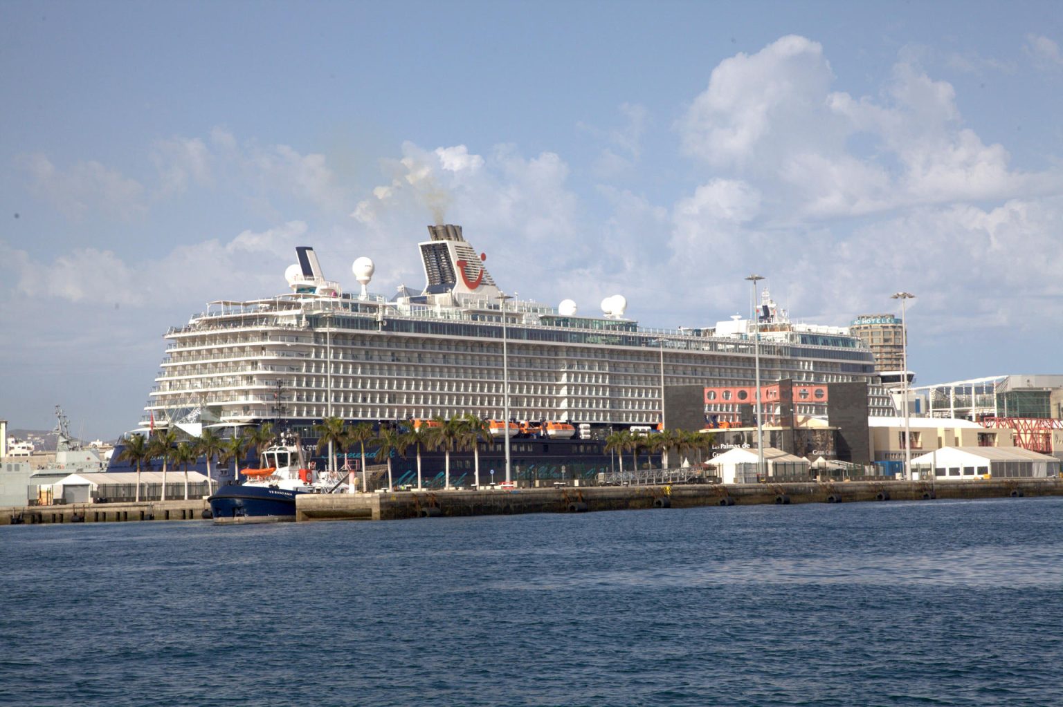 Fotografía cedida por el organismo público español Puertos del Estado donde se observa un crucero anclado en el puerto de Las Palmas de Gran Canarias (España). EFE/Puertos del Estado /SOLO USO EDITORIAL/NO VENTAS/SOLO DISPONIBLE PARA ILUSTRAR LA NOTICIA QUE ACOMPAÑA/CRÉDITO OBLIGATORIO