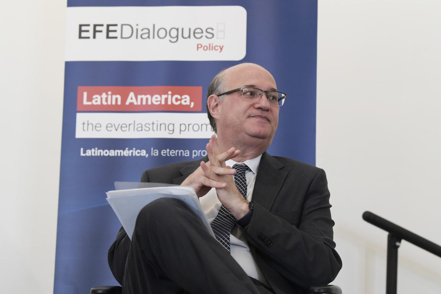 El presidente del Banco Interamericano de Desarrollo, Ilan Goldfajn, participa en el foro Diálogo EFE: Latinoamérica, la eterna promesa hoy, en Washington (EE.UU.). EFE/ Lenin Nolly