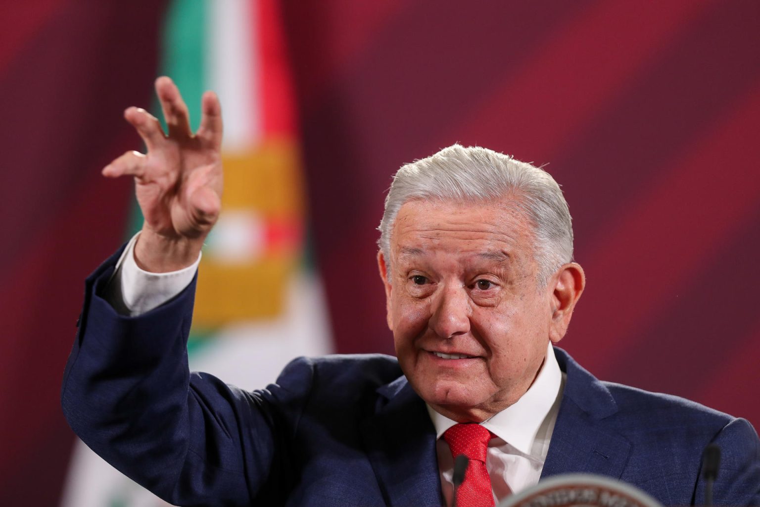 El presidente de México, Andrés Manuel López Obrador, durante una rueda de prensa hoy, en Palacio Nacional de la Ciudad de México (México). EFE/Isaac Esquivel