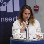 La cofundadora y vocera de Reinserta, Saskia Niño de Rivera, habla durante una rueda de prensa hoy, en Ciudad de México (México). EFE/Sáshenka Gutiérrez