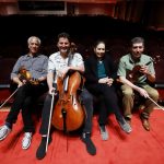 Los integrantes del cuarteto Familia Figueroa, (de izq. a dcha.) Guillermo, Rafael, Ivonne y Narciso posan para EFE durante una entrevista el 12 de mayo de 2023, en la Sala Sinfónica Pablo Casals en San Juan (Puerto Rico). EFE/ Thais Llorca