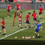 Los jugadores de Osasuna durante el entrenamiento previo a la final de la Copa del Rey. EFE/Julio Muñoz