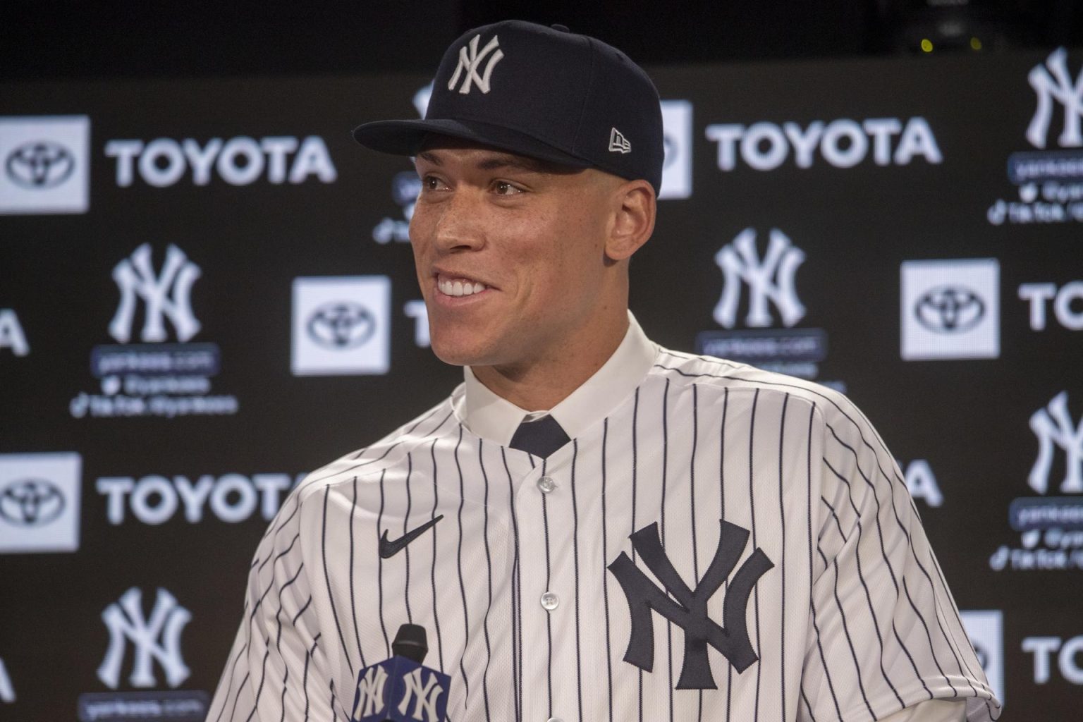 Fotografía de archivo de Aaron Judge de los Yankees de Nueva York. EFE/EPA/SARAH YENESEL