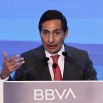 El secretario mexicano de Hacienda, Rogelio Ramírez de la O, habla durante la Reunión Nacional de Consejeros  Regionales de BBVA hoy, en Ciudad de México (México). EFE/José Méndez