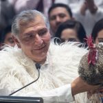 El exsecretario de Gobernación Adán Augusto López ofrece una rueda de prensa hoy, en la Ciudad de México (México). EFE/ Isaac Esquivel