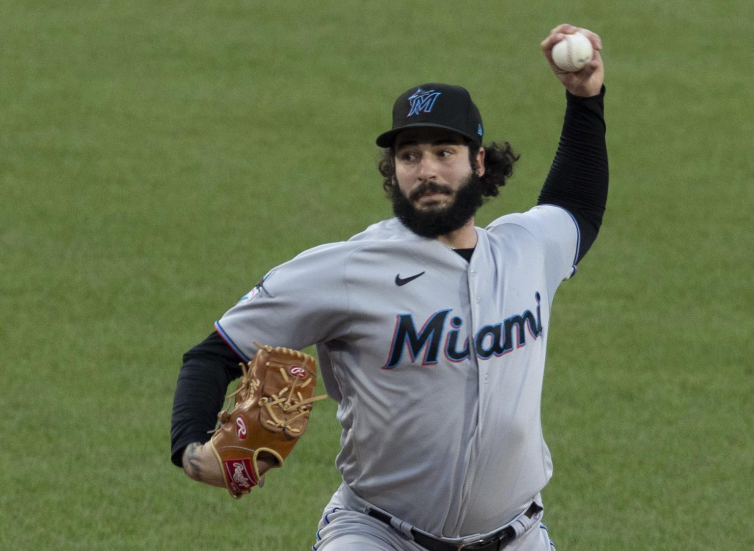 El relevista de los Marlins de Miami, Andrew Nardi. EFE/EPA/CJ GUNTHER