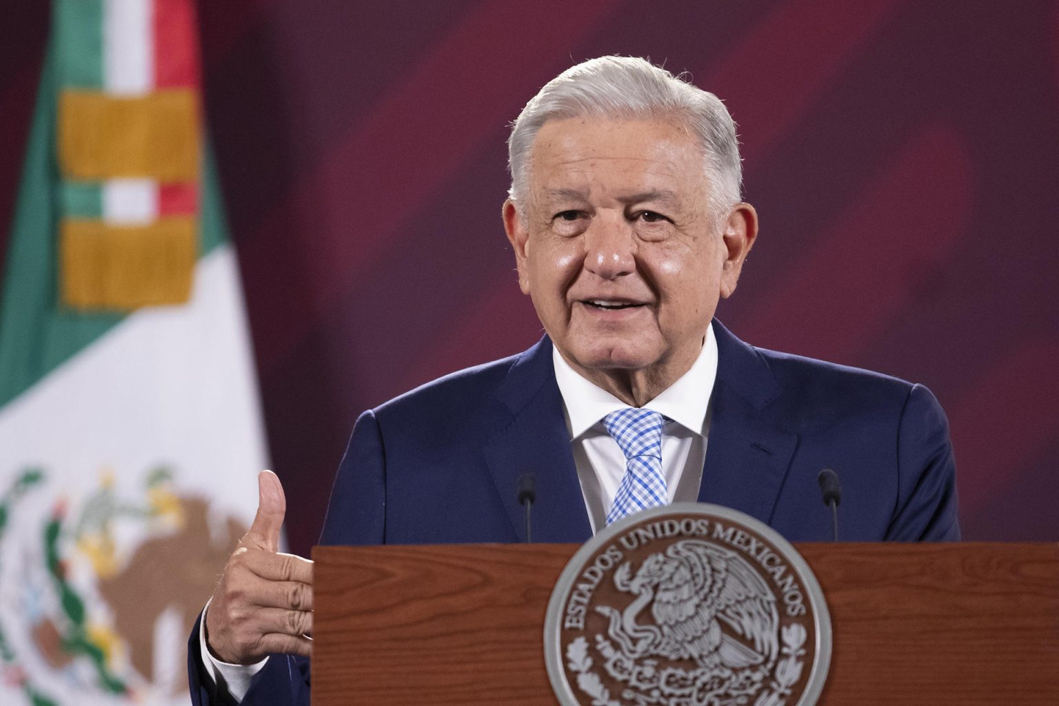 Fotografía cedida hoy, por la Presidencia de la República del mandatario mexicano, Andrés Manuel López Obrador durante una conferencia de prensa en el Palacio Nacional de Ciudad de México (México). EFE/Presidencia de la República /SOLO USO EDITORIAL/SOLO DISPONIBLE PARA ILUSTRAR LA NOTICIA QUE ACOMPAÑA (CRÉDITO OBLIGATORIO)