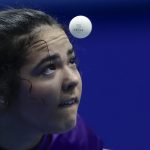 Fotografía tomada el pasado 21 de junio en la que se registró a la puertorriqueña Adriana Díaz, durante un partido del tenis de mesa femenino de los Juegos Centroamericanos y del Caribe 2023, en San Salvador (El Salvador). EFE/Rodrigo Sura