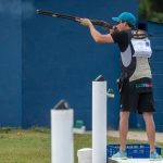 El mexicano Luis Gallardo fue registrado este sábado, 1 de julio, durante la clasificación de tiro skeet masculino de los Juegos Centroamericanos y del Caribe, en Santo Domingo (República Dominicana). EFE/Francesco Spotorno