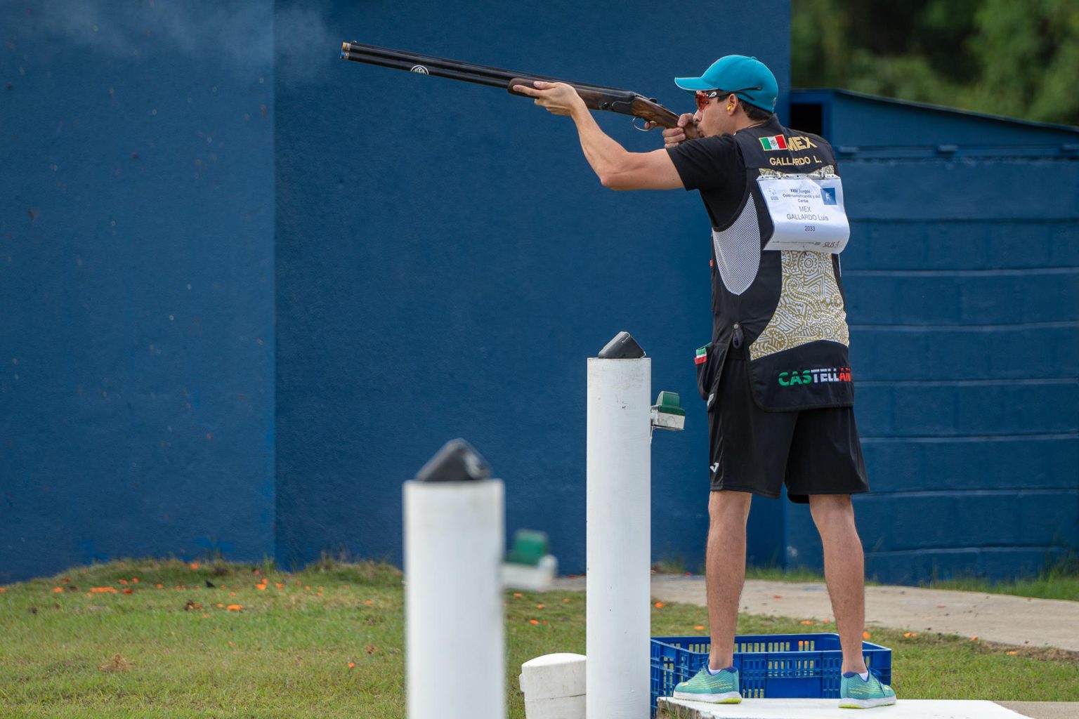 El mexicano Luis Gallardo fue registrado este sábado, 1 de julio, durante la clasificación de tiro skeet masculino de los Juegos Centroamericanos y del Caribe, en Santo Domingo (República Dominicana). EFE/Francesco Spotorno