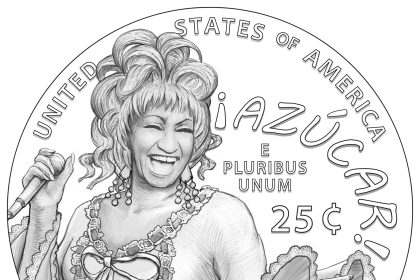 Imagen cedida por la Casa de Moneda de los Estados Unidos que muestra una pieza artística de cómo sería la moneda de Celia Cruz que circulará en EEUU en 2024. La famosa cantante cubana Celia Cruz, de cuya muerte se cumplieron 20 años el pasado 16 de julio, y su popular exclamación "¡Azúcar!" aparecen en una moneda de 25 centavos de dólar cuyo diseño se acaba de dar a conocer, aunque no entrará en circulación hasta 2024. EFE/ Casa Moneda Eeuu SÓLO USO EDITORIAL/SÓLO DISPONIBLE PARA ILUSTRAR LA NOTICIA QUE ACOMPAÑA (CRÉDITO OBLIGATORIO)