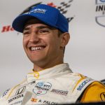 El piloto español del equipo Chip Ganassi de la Fórmula IndyCar, Alex Palou, fue registrado este domingo, 16 de julio, durante una rueda de prensa, luego de la carrera Honda Indy Toronto, en Toronto (Canadá). Palou fue segundo en la prueba y mantuvo el liderato del certametn. EFE/Julio César Rivas