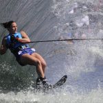 Fotografía de archivo de Regina Jaquess de Estados Unidos en la final del overall femenino de esquí acuático de los Juegos Panamericanos Guadalajara 2011, el 22 de octubre de 2011, en el Club de Esquí Acuático Boca Laguna en Chalapa (México). EFE/Roberto Escobar Archivo