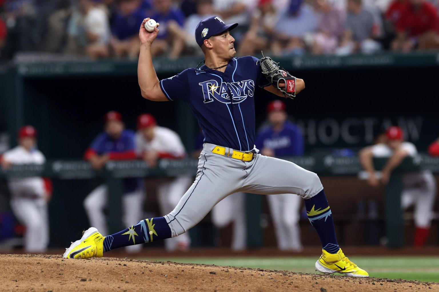 El lanzador de los Rays de Tampa Bay, Robert Stephenson. EFE/EPA/ADAM DAVIS