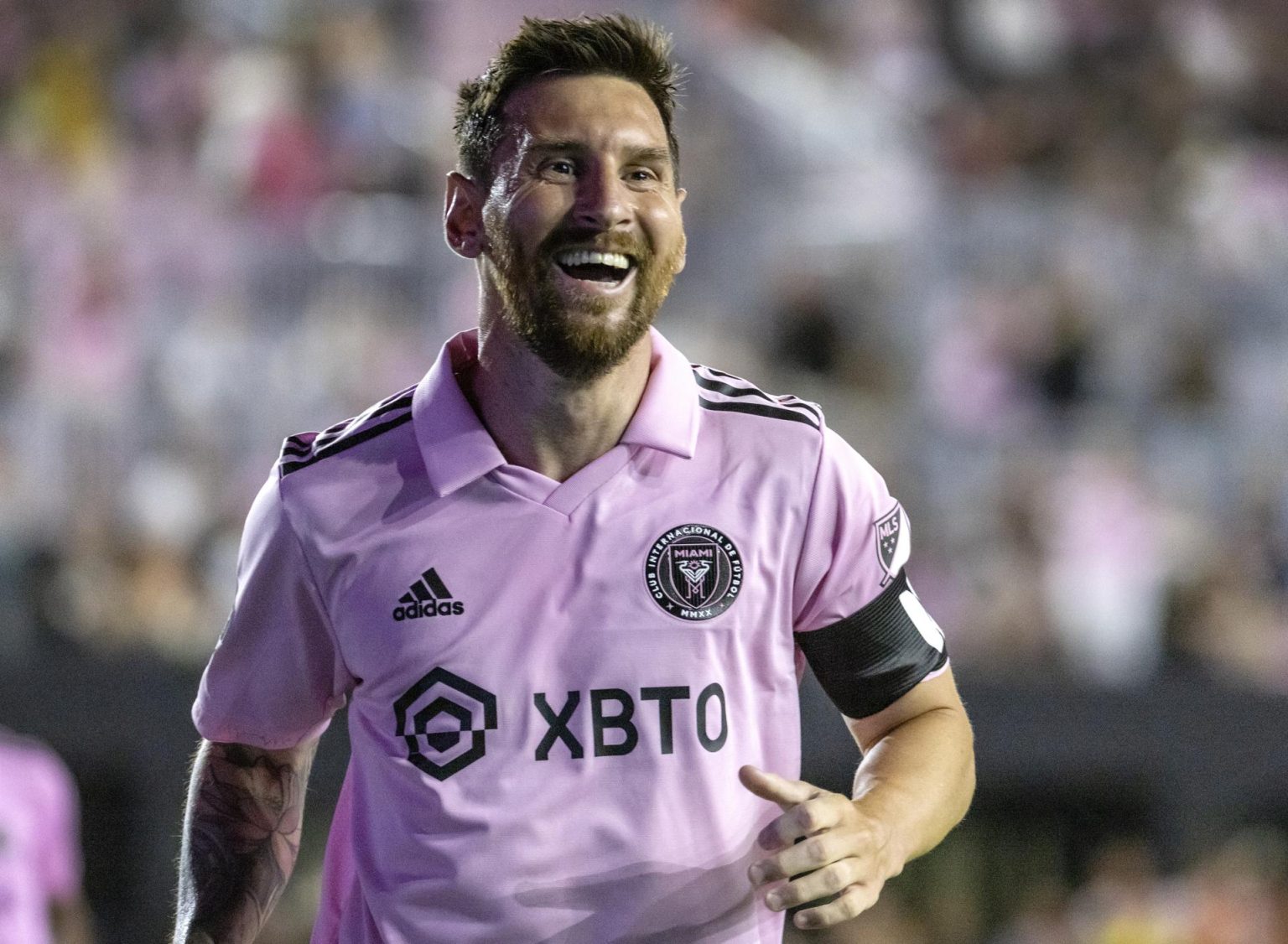 Lionel Messi de Inter Miami celebra un gol durante el partido ante Atlanta United en la Leagues Cup, en Fort Lauderdale, Florida (EE.UU.), este 25 de julio de 2023. EFE/EPA/Cristóbal Herrera-Ulashkevich